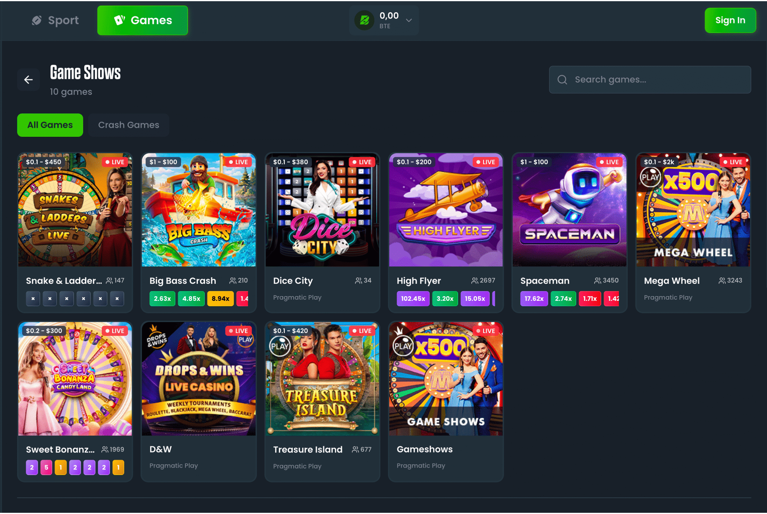 Crypto-based Sport Betting Platform Desktop