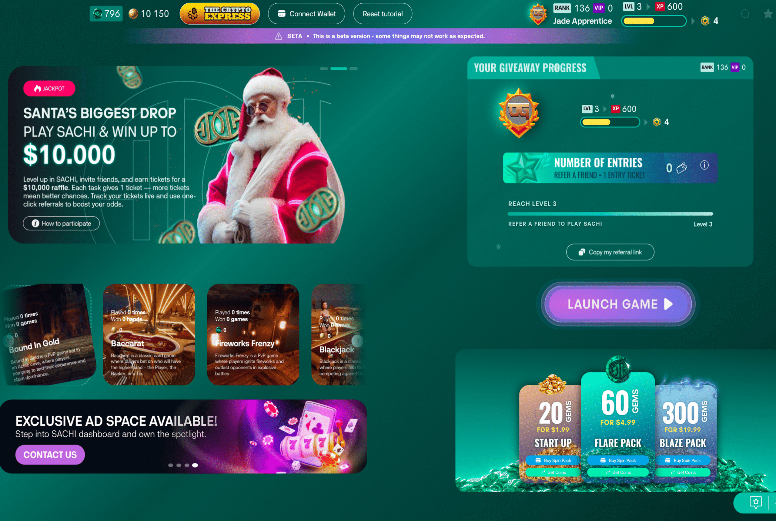 Web3-based gaming platform Desktop